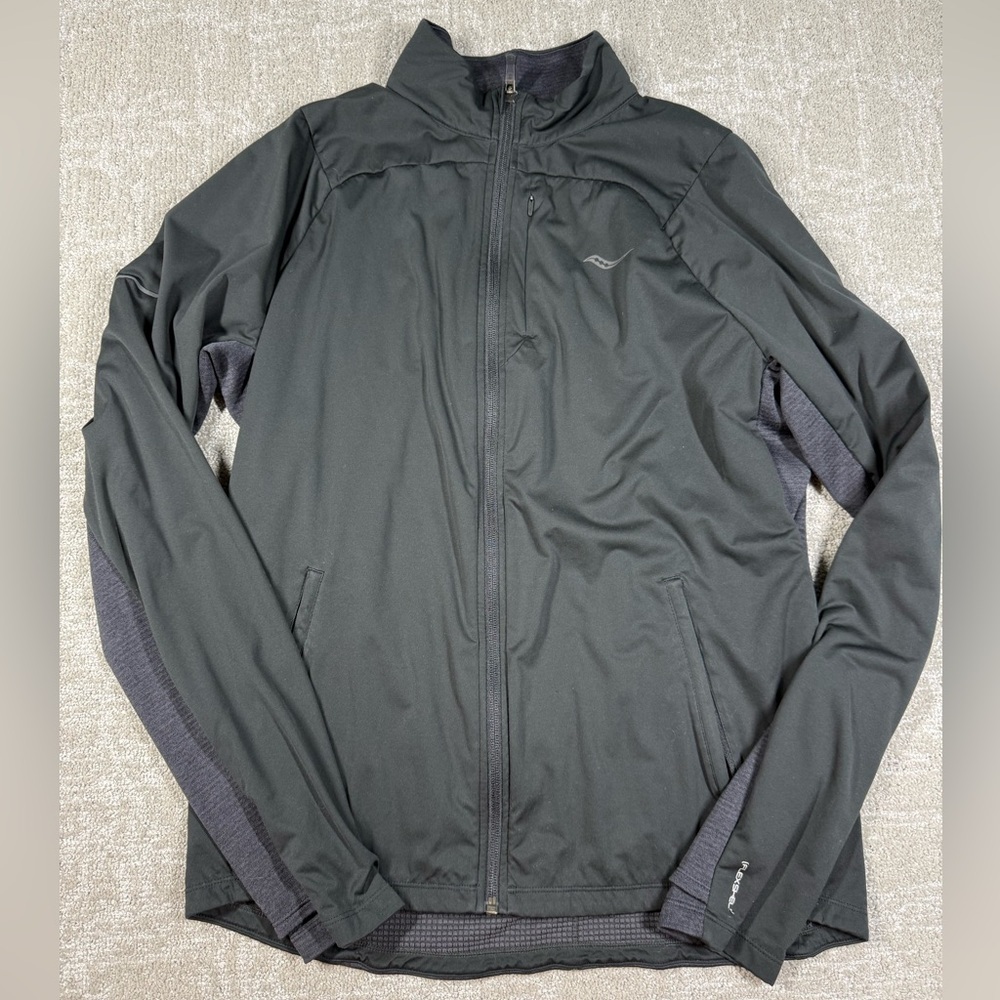 Saucony Jacket Mens Medium Black Full Zip Long Sleeve Performance Running